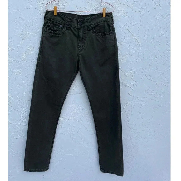 True Religion Mens Style Geno Statement Trouser Pants Army Green Sz 33 - Picture 1 of 16